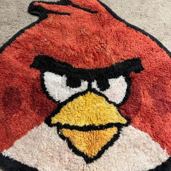 VTG Angry Bird Red Handmade Cotton Area Rug 23x25" - Picture 2 of 12